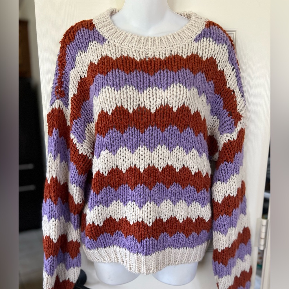 NWT Italian Knit Striped Pullover Crewneck Sweater